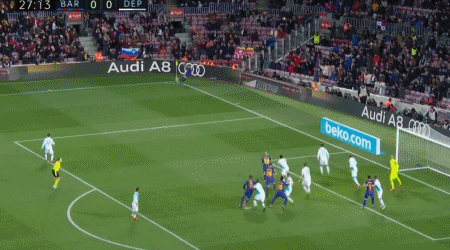 懂球号文章   27分 梅西禁区内射门被挡.