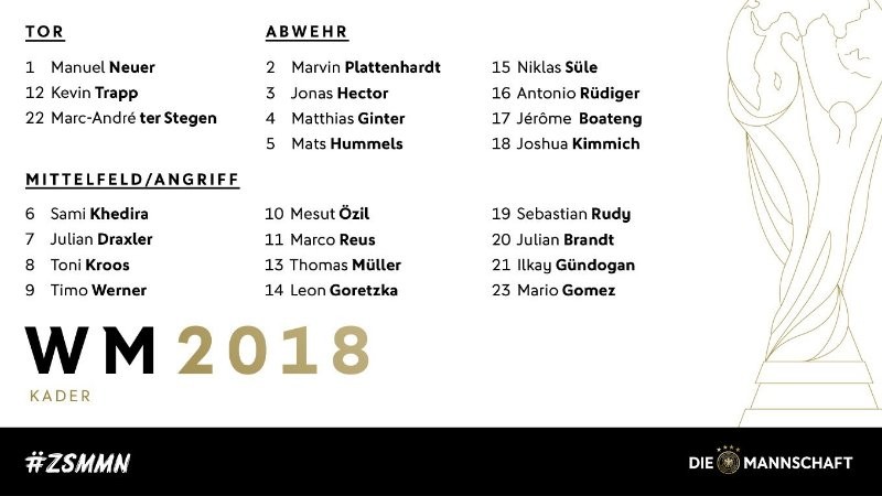 赫克托入选德国队世界杯最终名单！