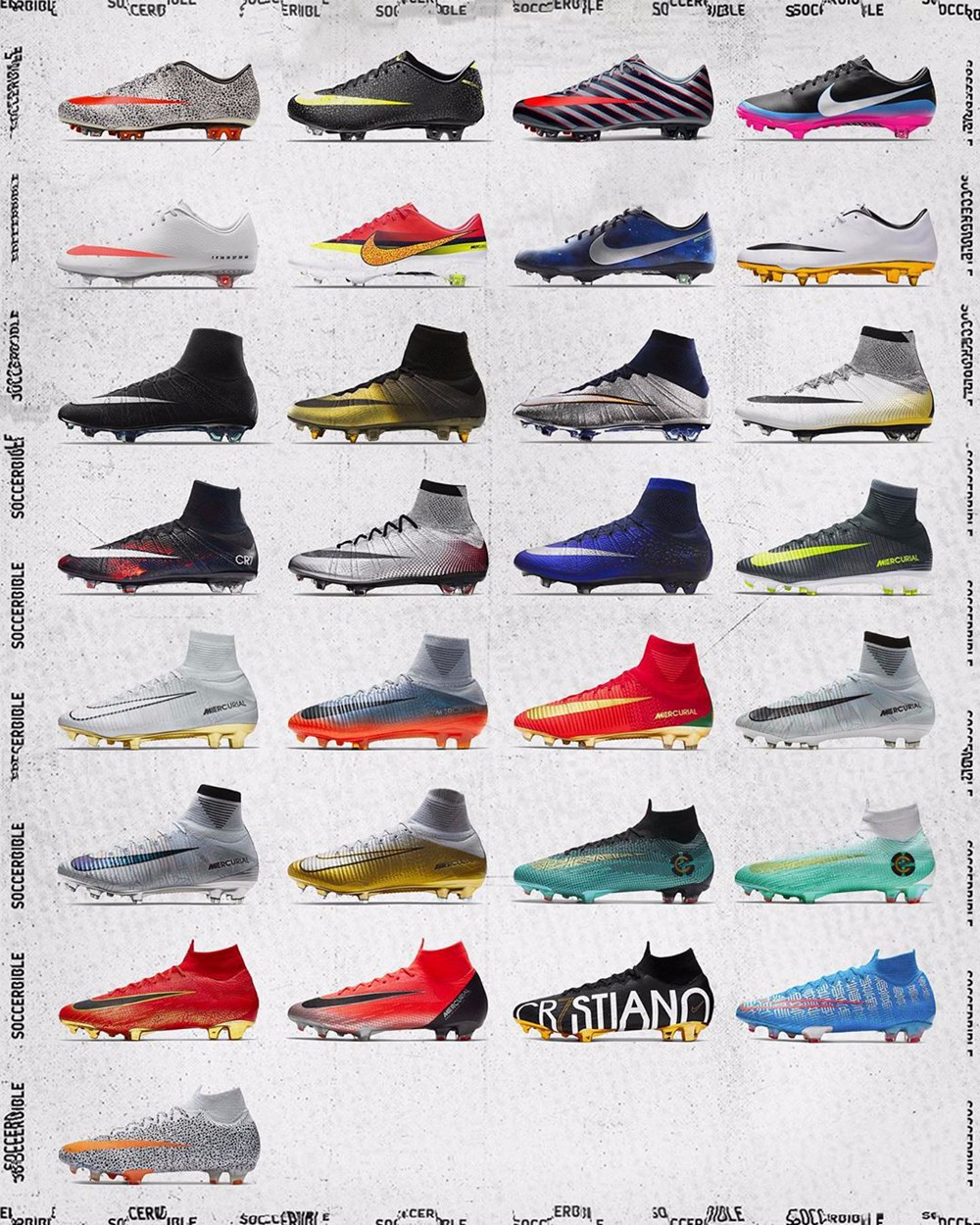 耐克为这位葡萄牙球星打造的29双nike mercurial cr7个人专属足球鞋