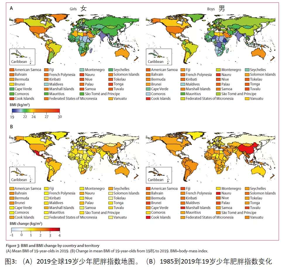 柳叶刀发布全球青少年身高和肥胖指数图