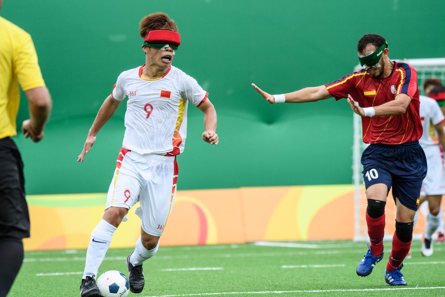 开门红,残奥会中国五人制盲人足球队1-0战胜西班牙