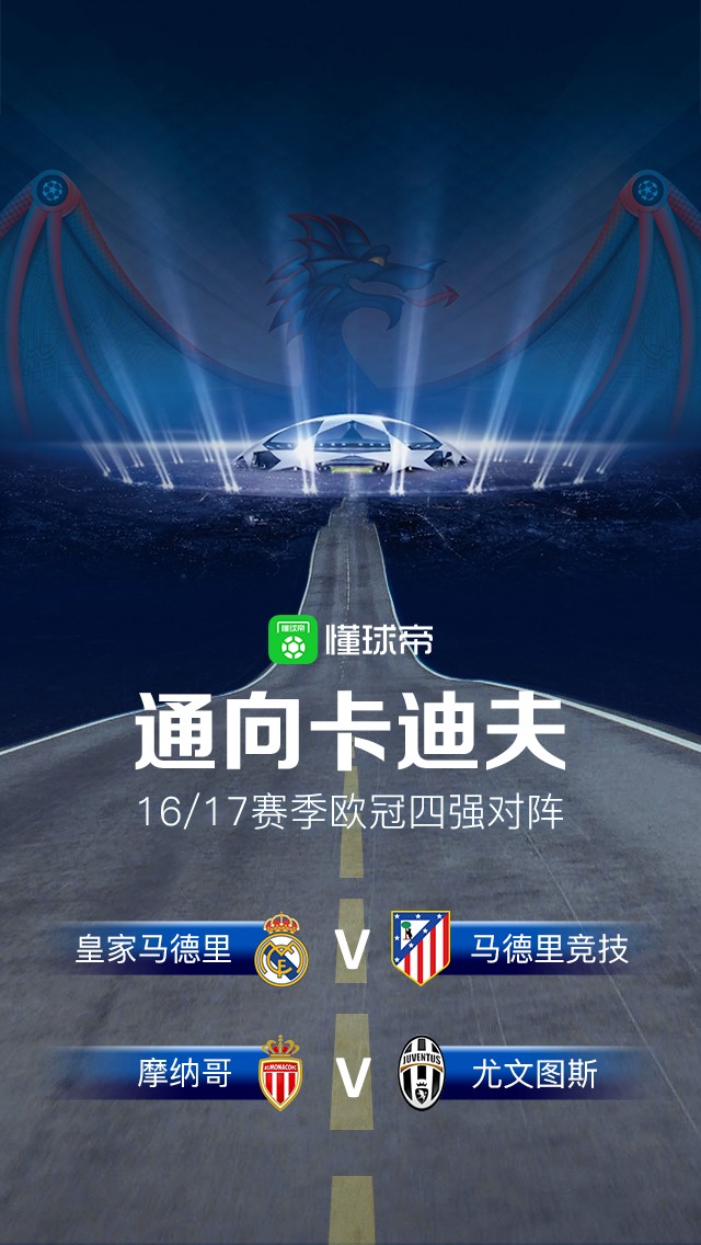懂球帝启动图:欧冠半决赛对阵出炉,谁能最终通向卡迪夫?