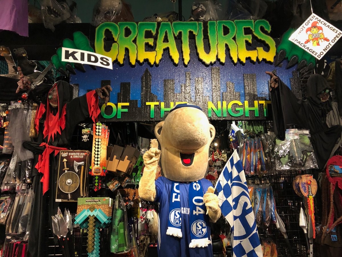 又是一年一度的万圣节, 沙尔克04的吉祥物erwin正在考虑该怎样装扮