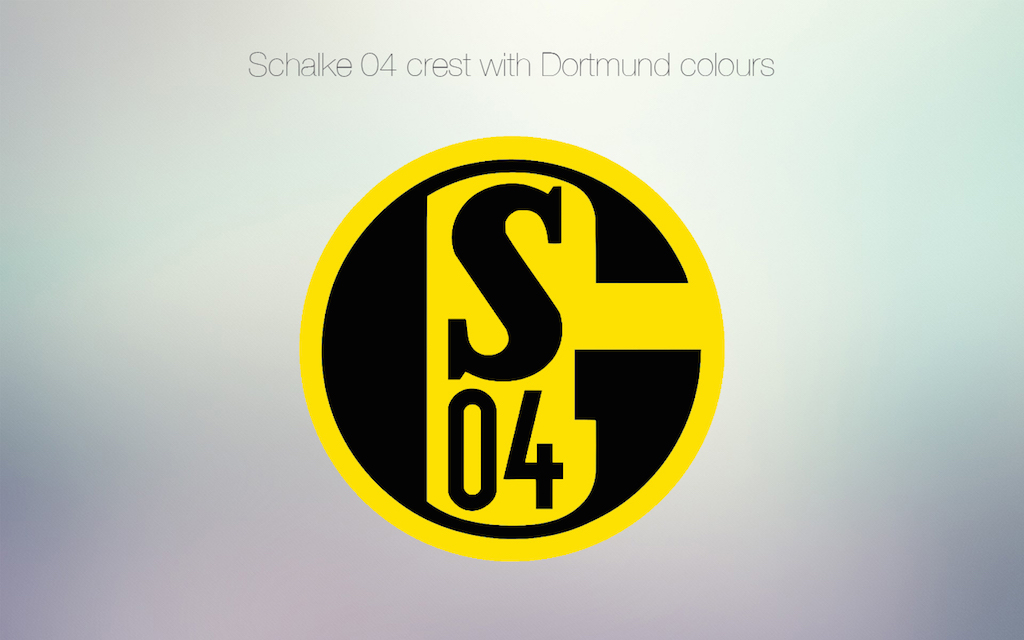 使用沙尔克04配色的多特队徽使用国米配色的米兰队徽使用米兰配色的