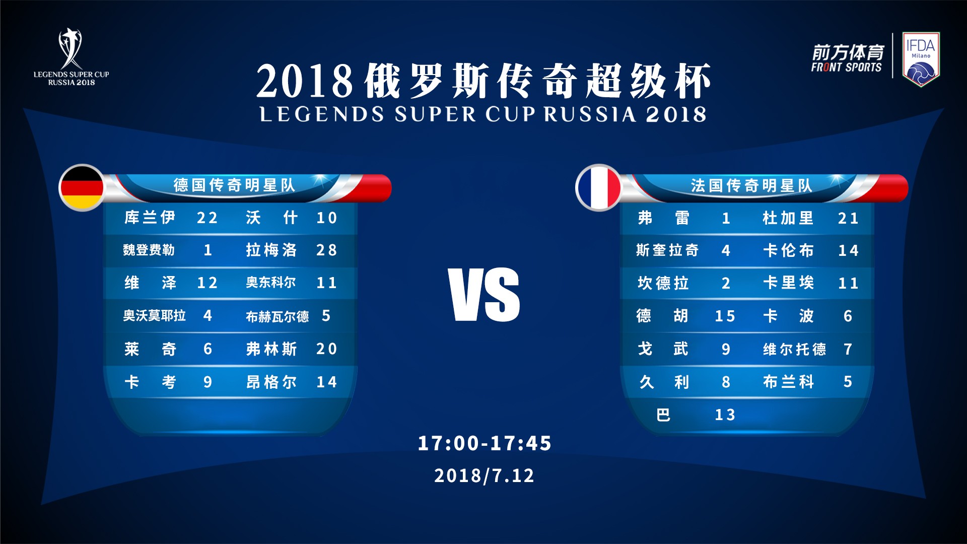 2018俄罗斯传奇超级杯今日赛程:中国迎战世界