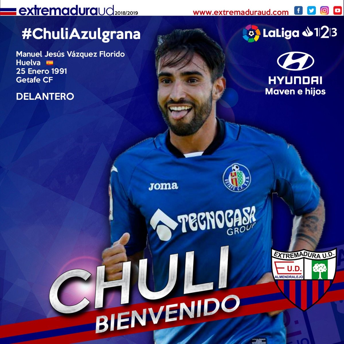 官方:西乙升班马租赫塔费前锋