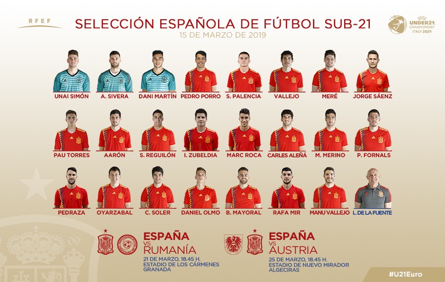 西班牙U21大名单:巴列霍、雷吉隆和阿莱尼亚