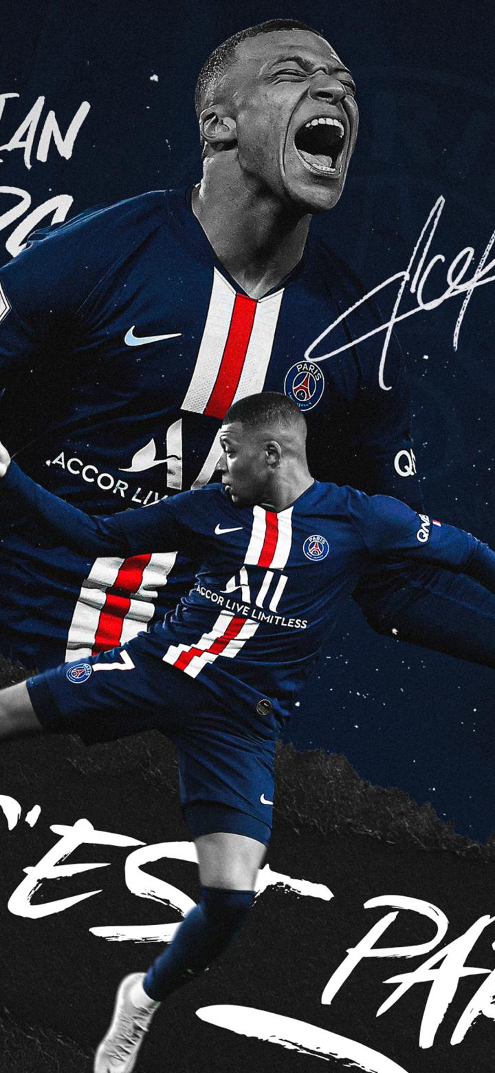 踢球侠壁纸法甲巴黎圣日耳曼姆巴佩高清全面屏手机第五期