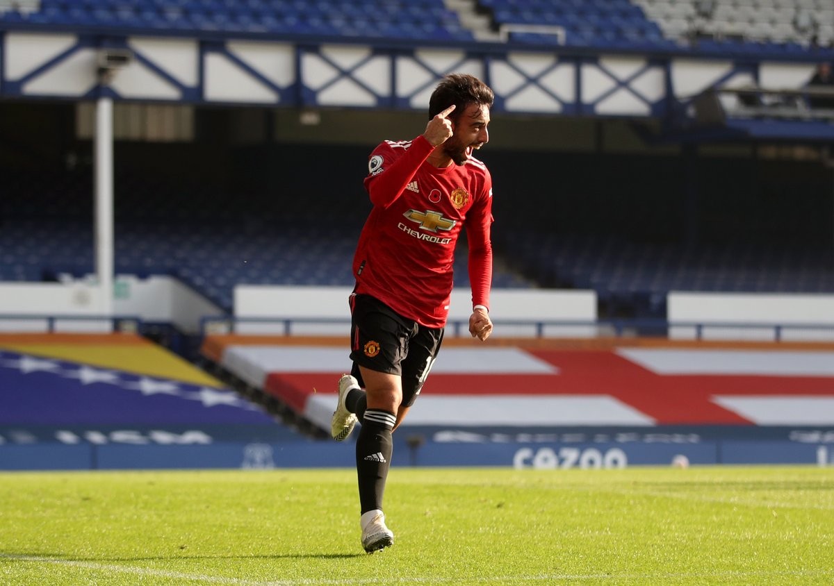 b费曼联生涯前21场英超已打入13球,队史仅次于范尼和伊布