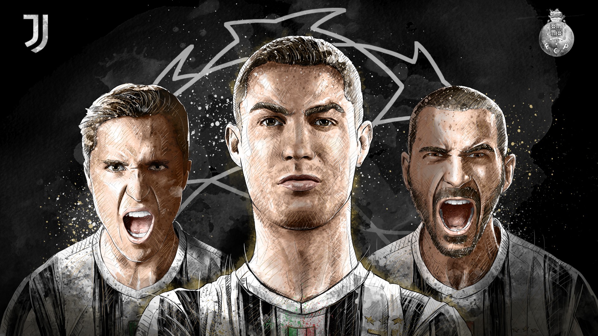 11只雄狮尤文发布欧冠赛前海报c罗博努奇领衔