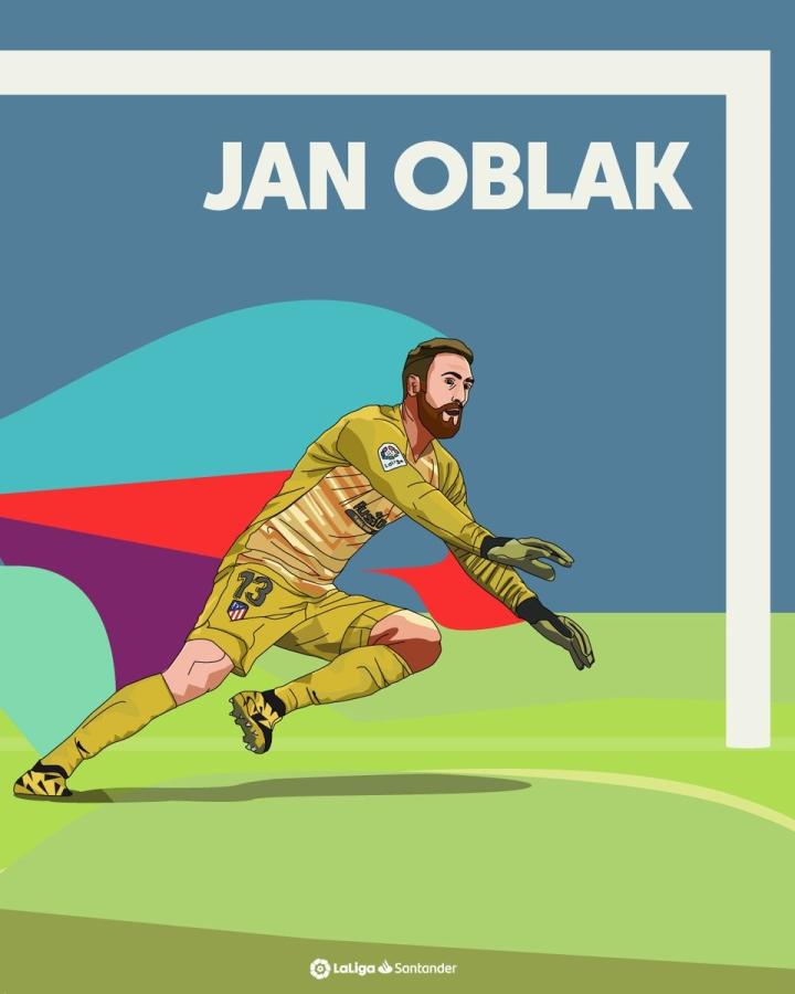 关键,马竞本赛季34场联赛奥布拉克17次完成零封