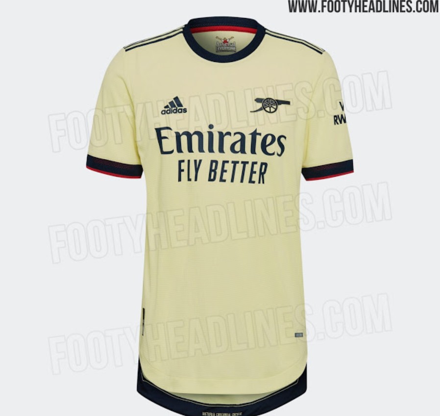 阿森纳下赛季客场球衣曝光柑橘黄配色经典胸前加农炮图案