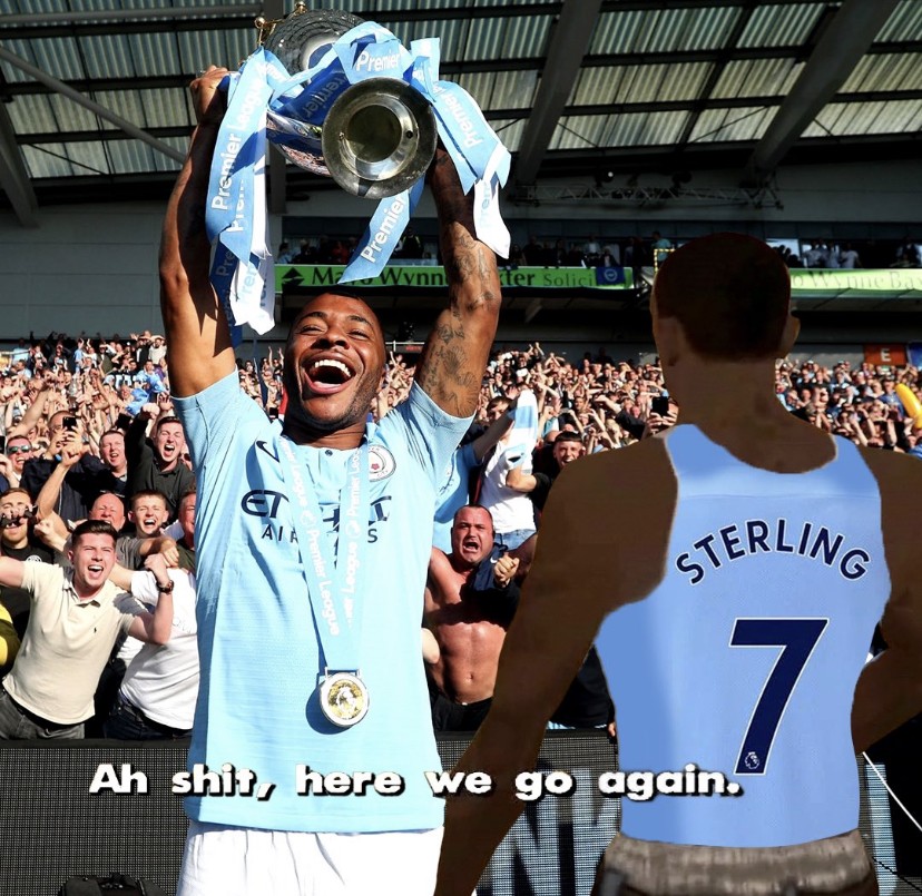 斯特林晒旧图庆祝曼城夺冠:我们又拿冠军了