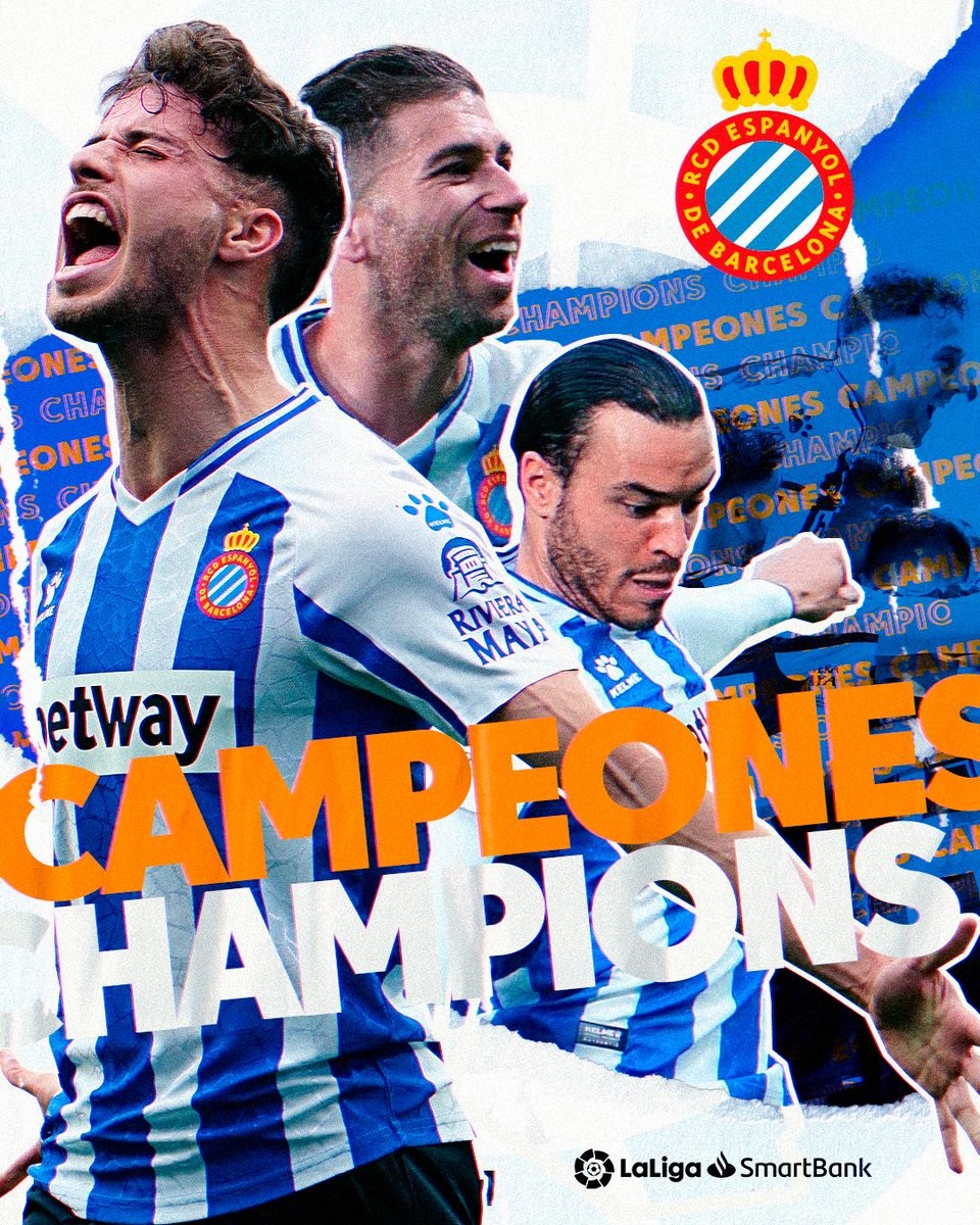 西班牙人成为西乙冠军西甲官方制作海报送上祝贺