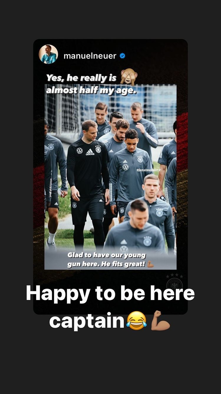 诺伊尔很高兴穆夏拉来到德国队他的年龄只有我的一半