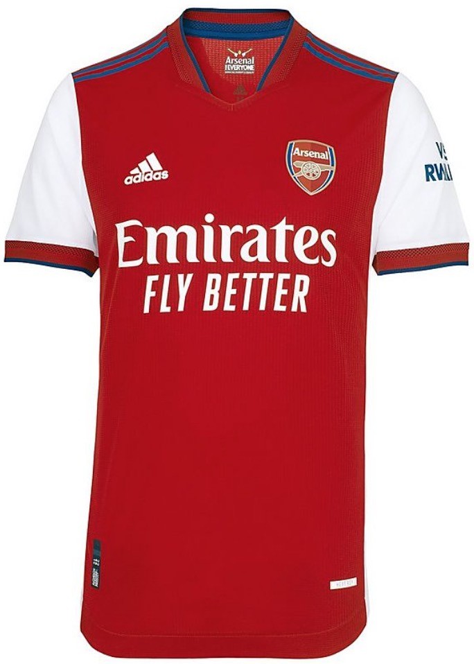 阿森纳发布新赛季主场球衣:传统红白配色搭配肩部海军蓝条纹