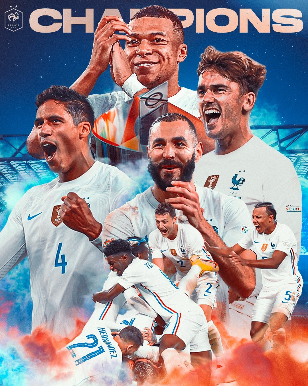 逆转夺欧国联冠军法国队官方发布夺冠海报