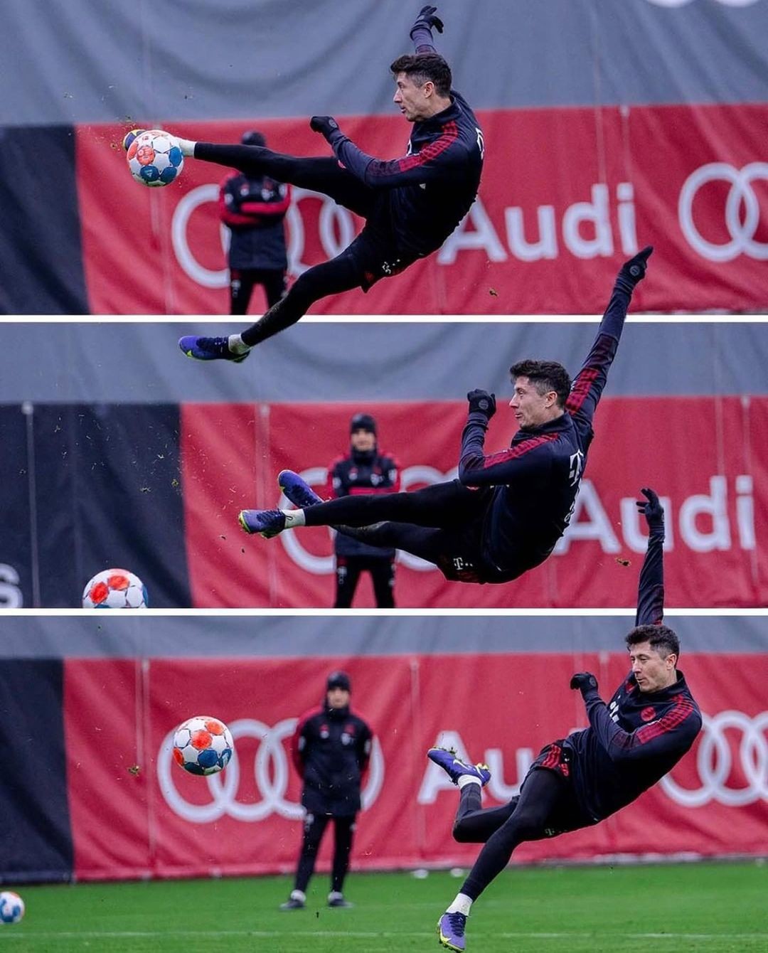 莱万晒凌空扫射瞬间图训练派上用场了