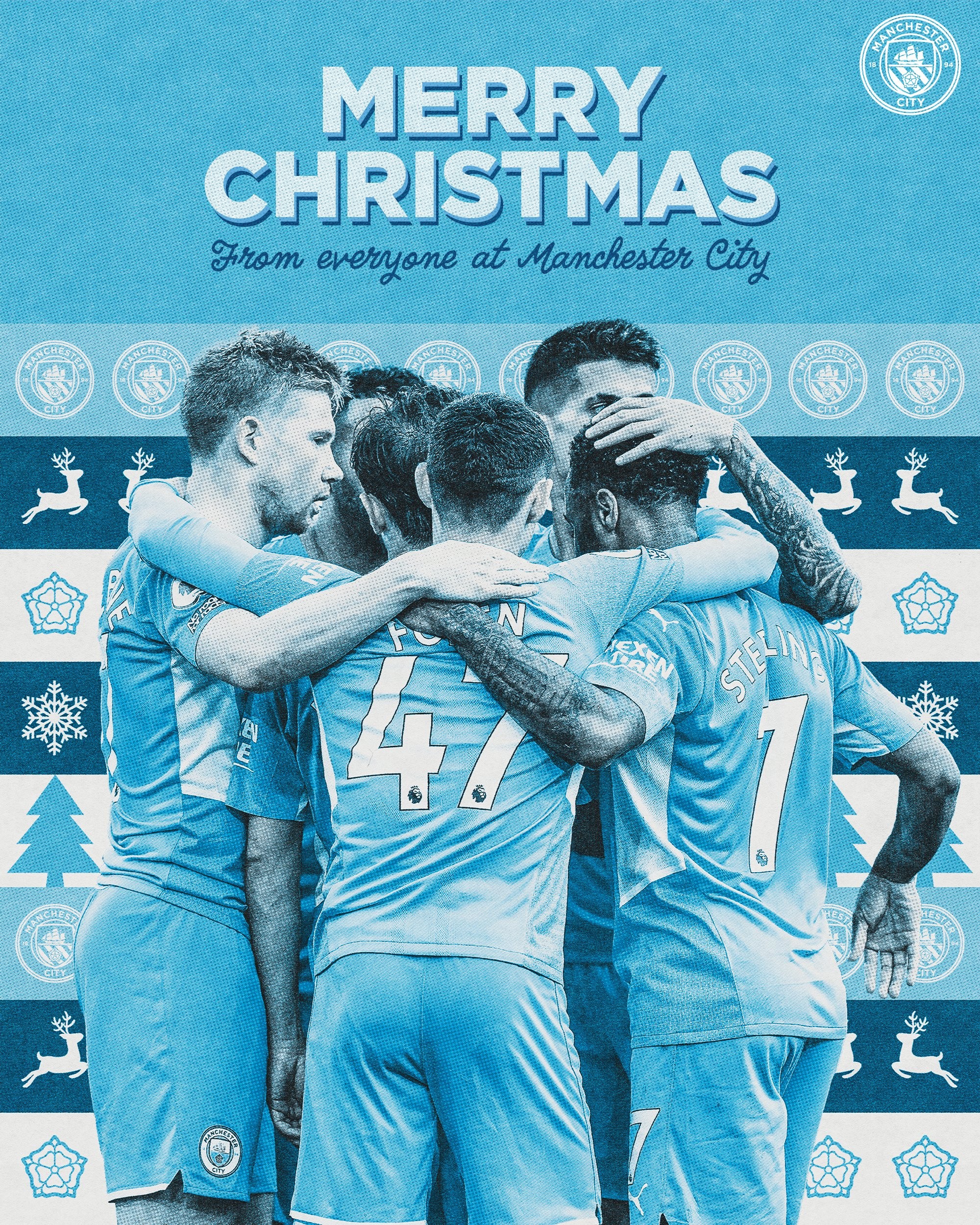 来自圣诞冠军的节日祝福,曼城官方发布圣诞海报_pp视频体育频道