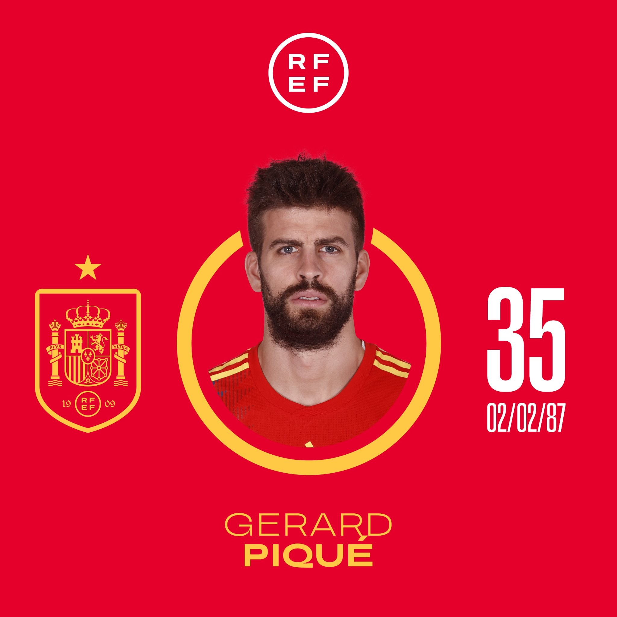 皮克35岁生日西班牙队官方送祝福