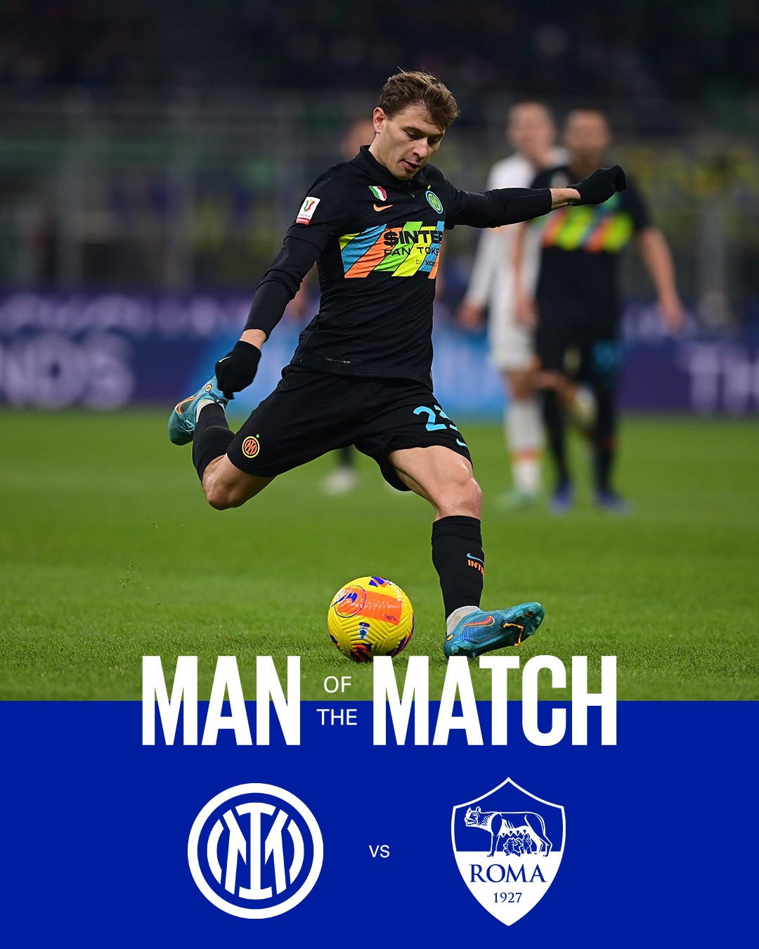 国米官方巴雷拉当选与罗马一役最佳球员