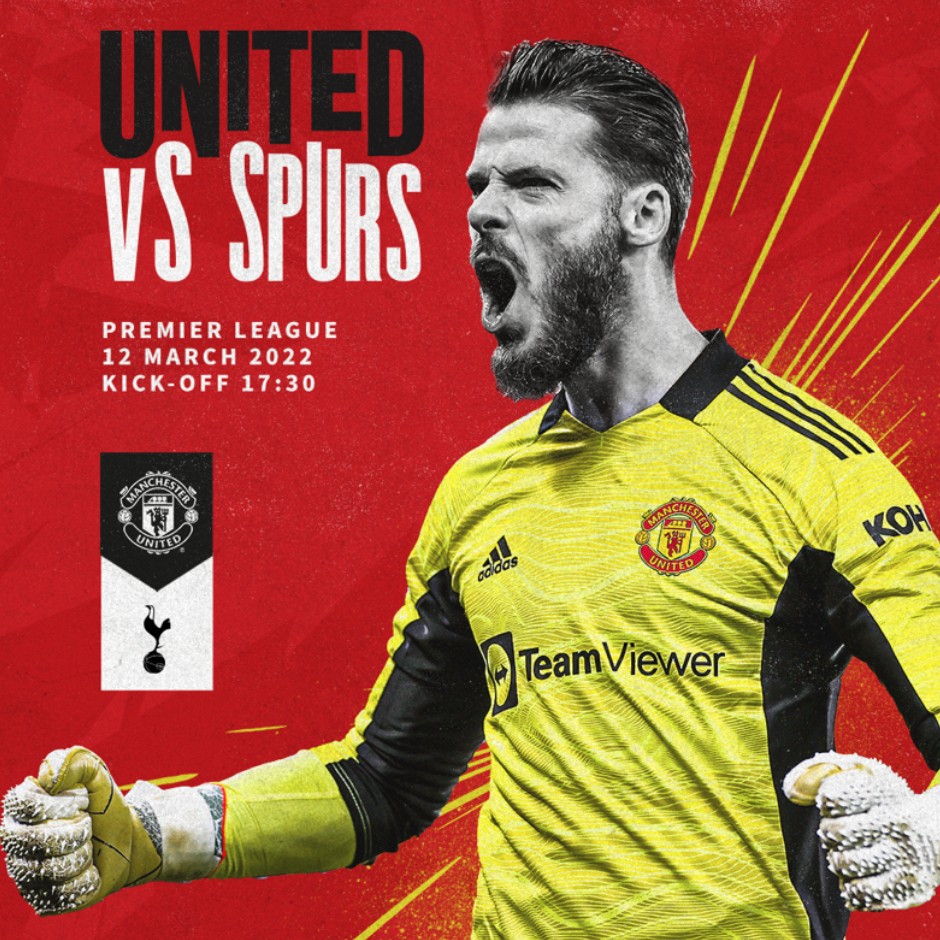 曼联官方发布战热刺海报德赫亚单人出镜