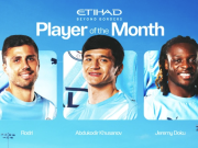 曼城3月最佳球员候选：罗德里、胡桑诺夫、多库在列