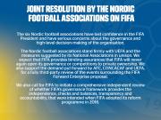 Six Nordic football associations issued a joint statement: they have lost confidence in Gianni Infantino and demand a thorough investigation into the FFE proposal.