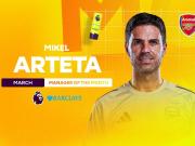 带领阿森纳三战全胜，阿尔特塔当选英超3月最佳教练