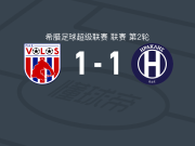 沃洛斯1-1伊拉克里斯，纳努破门，马蒂亚斯-冈萨雷斯扳平