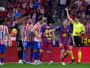 巴萨本赛季西甲有4名对手球员上半场被罚下，为五大联赛最多