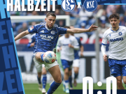 半场结束沙尔克 0-0 卡尔斯鲁厄卡拉曼越位位置...