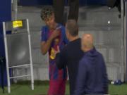 转播方视频证实，亚马尔与马竞比赛中生气与巴萨门将教练有关