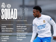 皇马公布战拜仁名单：姆巴佩、维尼修斯领衔，贝林厄姆在列