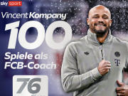 孔帕尼执教拜仁前100场收获76胜，队史仅次于瓜迪奥拉