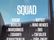 巴黎战利物浦首回合名单：登贝莱领衔，巴尔科拉、法比安缺席