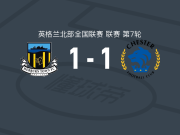 赫伯恩城1-1切斯特，伍德索普先拔头筹，阿兰救主