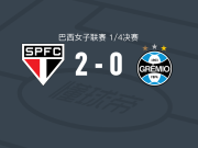 圣保罗女足2-0格雷米奥女足，焦万纳-克里韦拉里破门，维多利亚-阿马拉尔锁定胜局