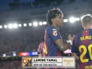 1球2助，亚马尔当选加泰德比全场最佳球员