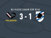 巴勒莫3-1桑普多利亚，帕伦博建功，波赫扬帕洛破门