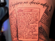Marca: An Argentine fan tattooed excerpts from Messi's farewell letter to the national team on his body.