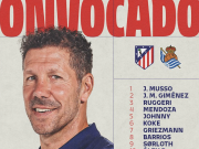 马竞国王杯决赛大名单：格列兹曼领衔，希门尼斯、汉茨科回归