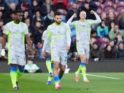 半场：曼城1-0伯恩利，多库献助攻，哈兰德闪击