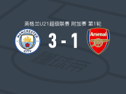 曼城U21 3-1逆转阿森纳U21，瑞安-麦卡杜破门，尼潘建功
