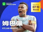 懂球帝7月10日世界杯之星：姆巴佩