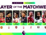 英超官方第34轮最佳球员候选：卡塞米罗、麦卡利斯特在列