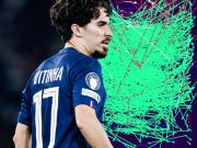 中场指挥官，维蒂尼亚在本赛季欧冠触球最多、成功传球最多