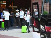 L'Equipe: The French national team has arrived at their hotel in Dallas, where a thunderstorm warning has been issued.