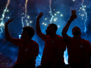 Then music played and dancing continued, and the Egyptian team paraded through the stadium in open-top cars, celebrating with fireworks.