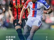 半场比赛结束 | 伯恩茅斯 2-0 水晶宫
